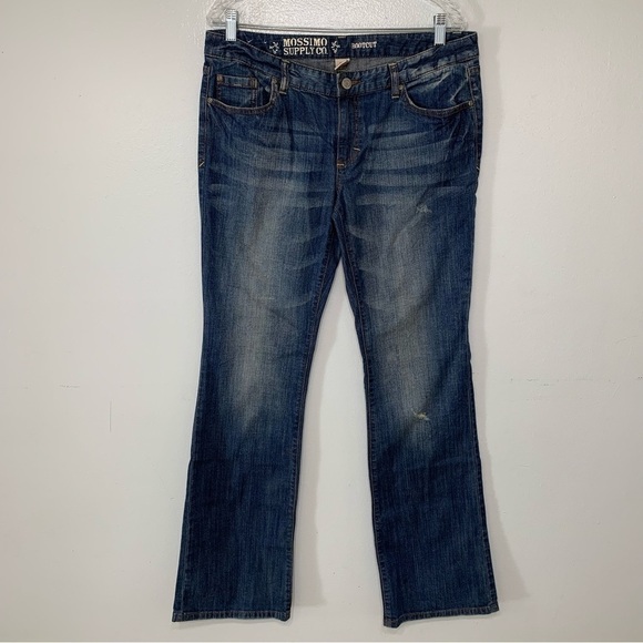 Mossimo Dark Wash Distressed Bootcut Jeans Size 15L - Picture 1 of 7